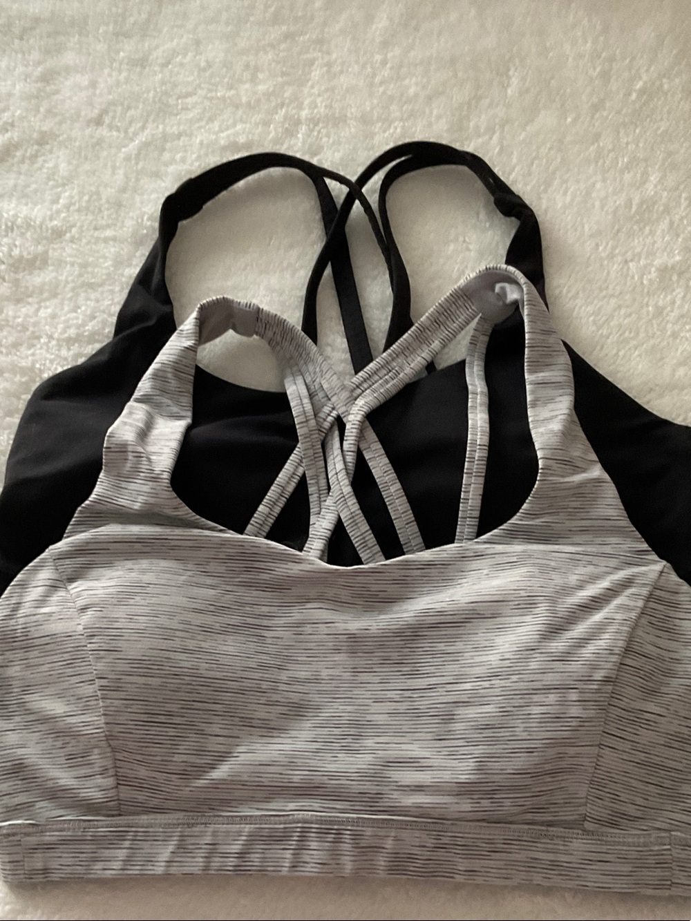 TWO - Lululemon athletica Strappy Cross-Back in Gray Heather and Black